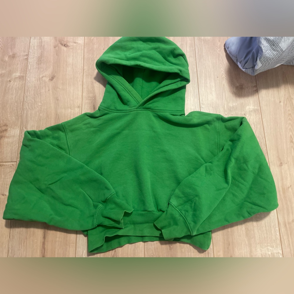 TNA Cozy Fleece cropped hoodie in Bright Green
